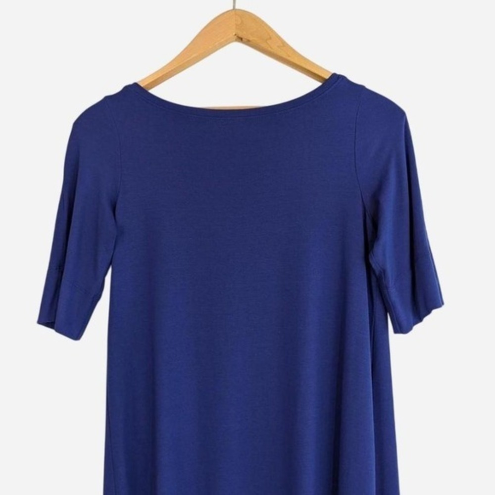 Eileen Fisher Viscose Jersey Boat Neck Shift Dress Cobalt Blue XS - Picture 4 of 7